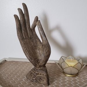 Buddha Hand in Mudra Carved Stone Sculpture Decor